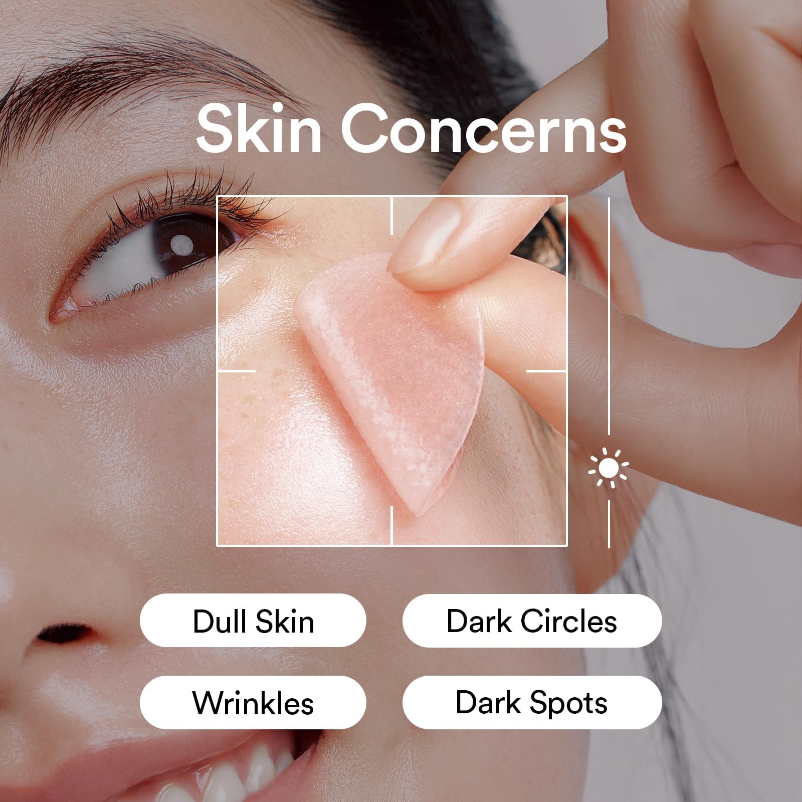 Under-eye area application of Abib hydrogel masks for dark circles