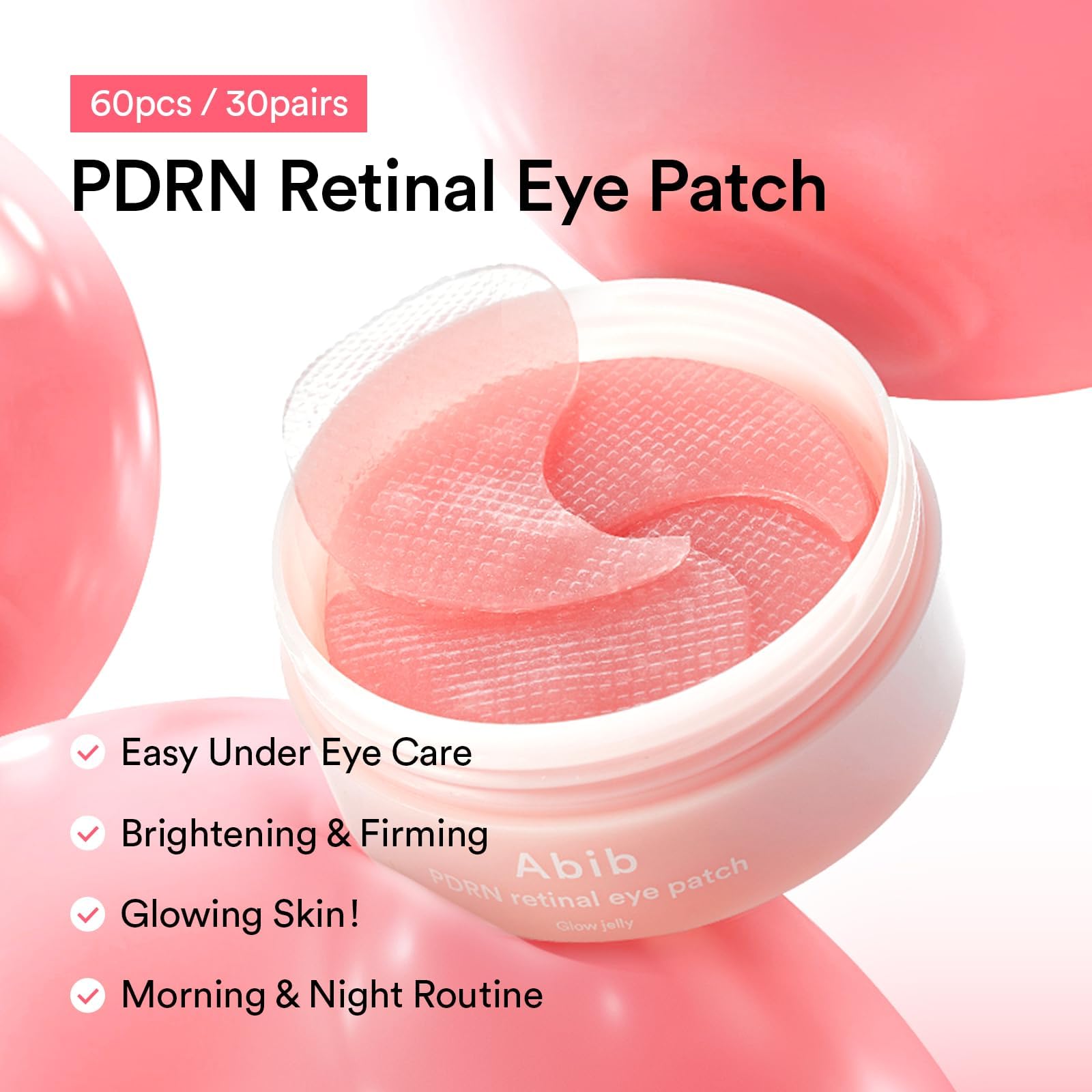 Texture shot of the glowing jelly Korean eye patches inside the container