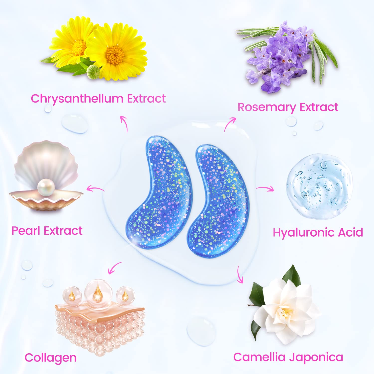 Collagen under eye patches applied on skin