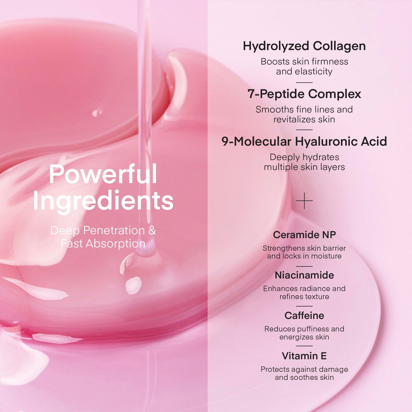 USA imported authentic Terez And Honor peptide collagen eye masks text details view