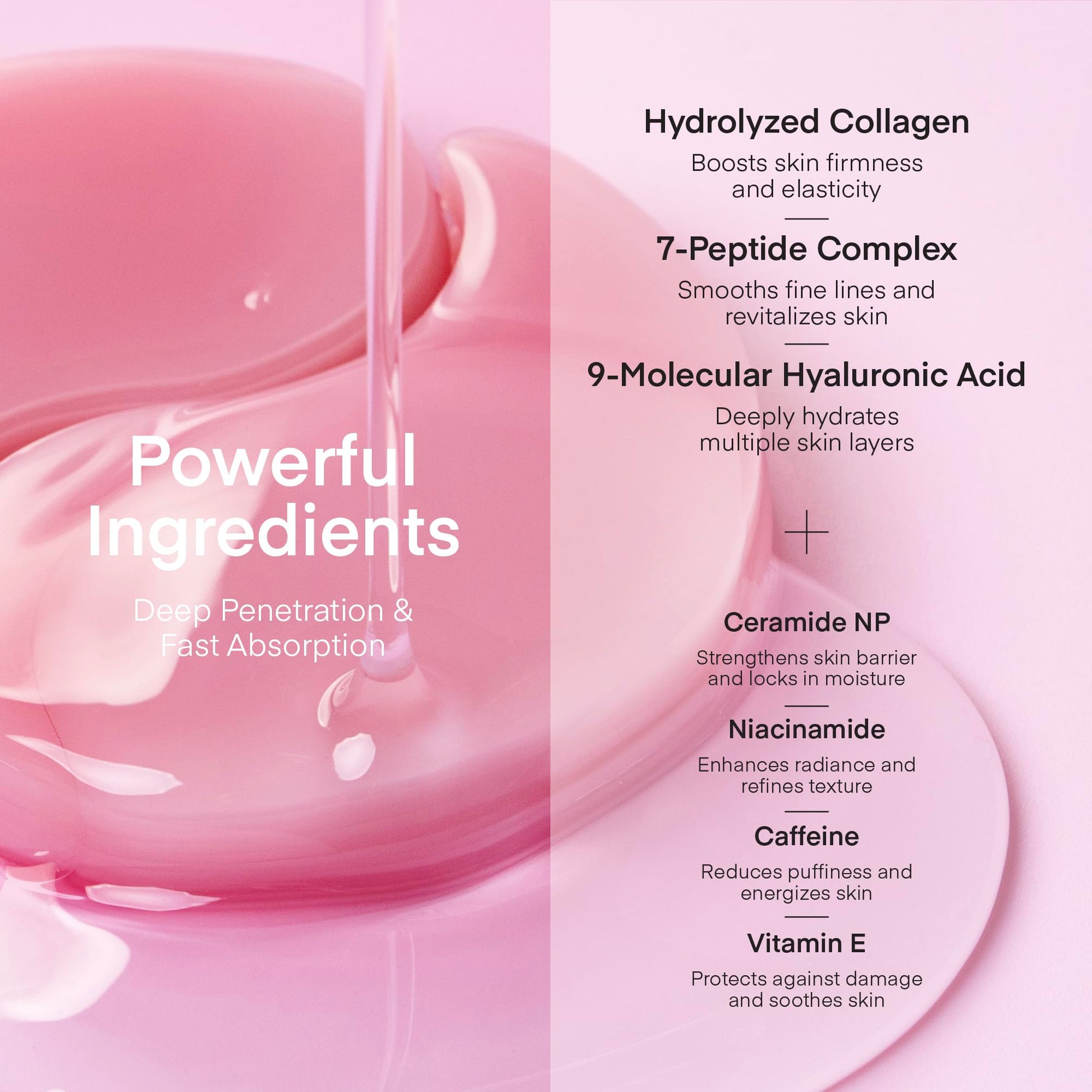 USA imported authentic Terez And Honor peptide collagen eye masks text details view