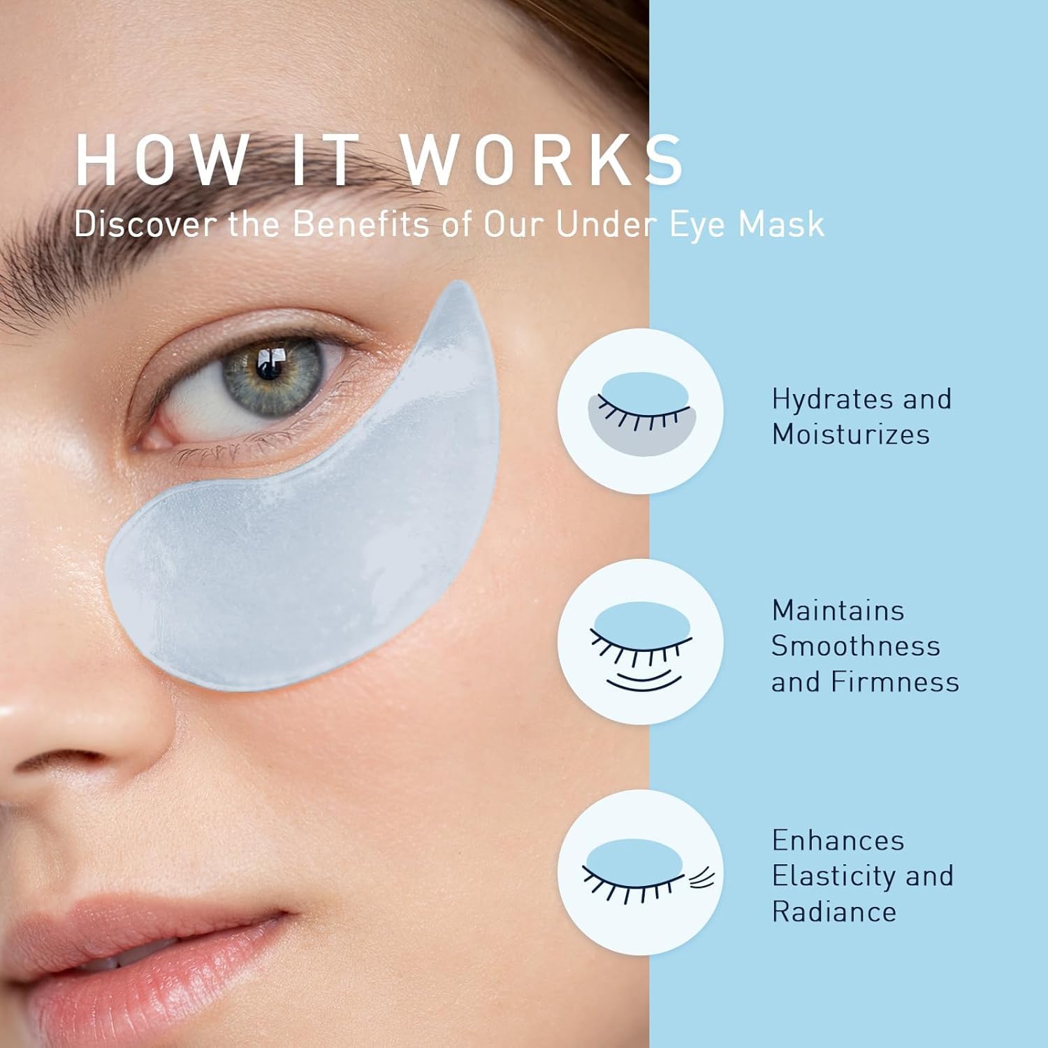 Enaskin Naturals blue hydrogel eye gel masks container displaying 30 pairs count