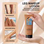 Medium glow leg makeup showing fluid texture swatch