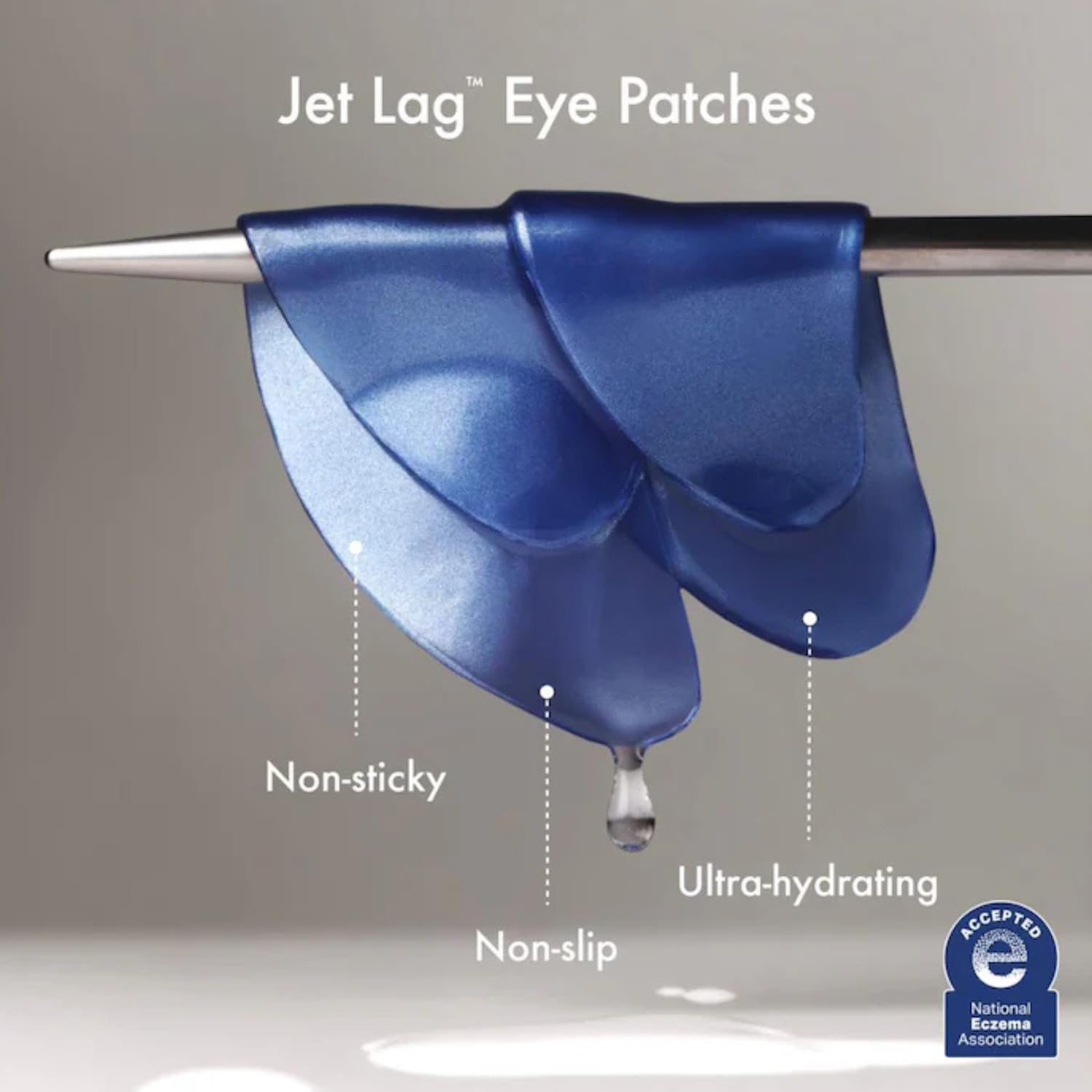 Summer Fridays hydrogel eye masks applied under the eyes for depuffing