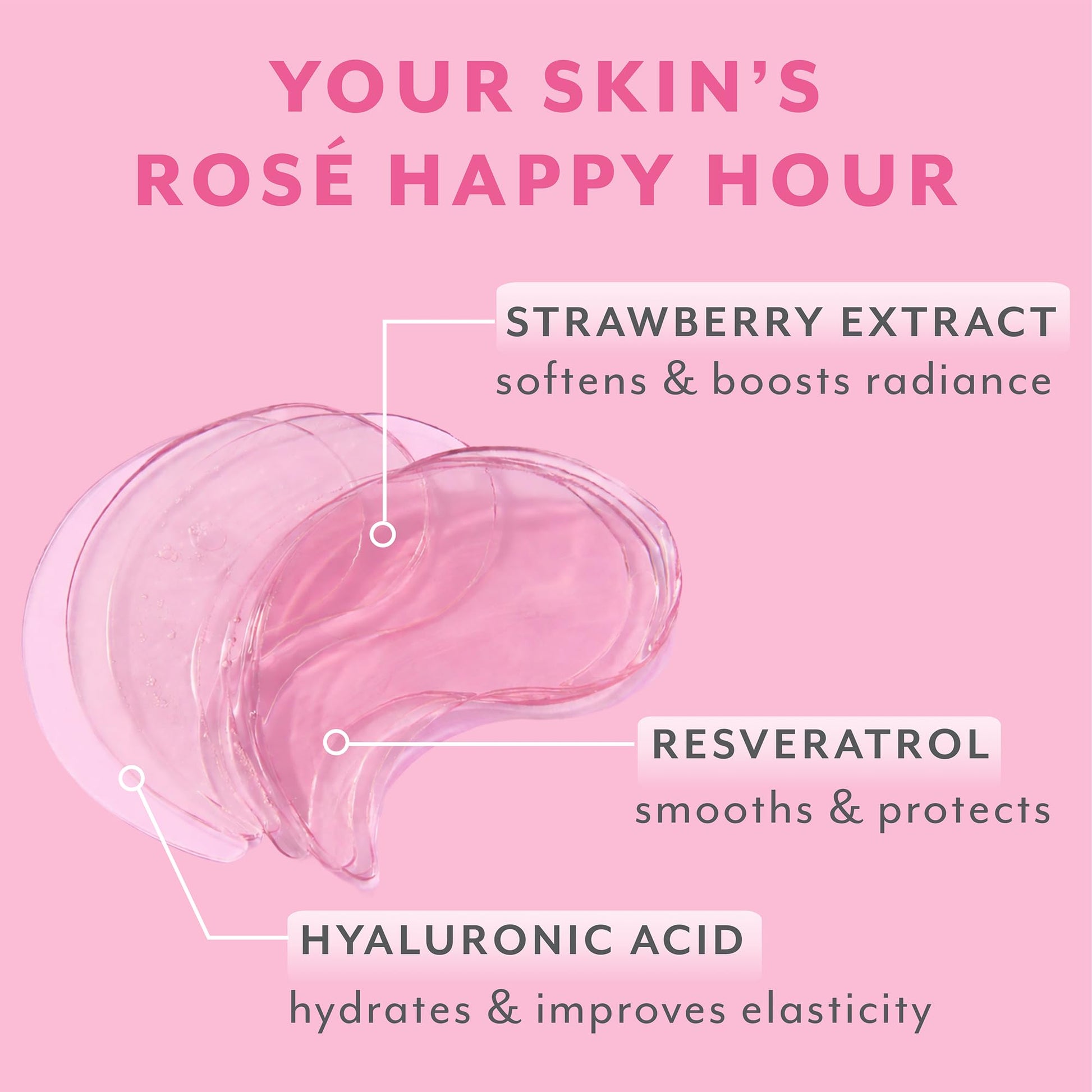 Five pairs of pink hydrogel under eye patches by Patchology