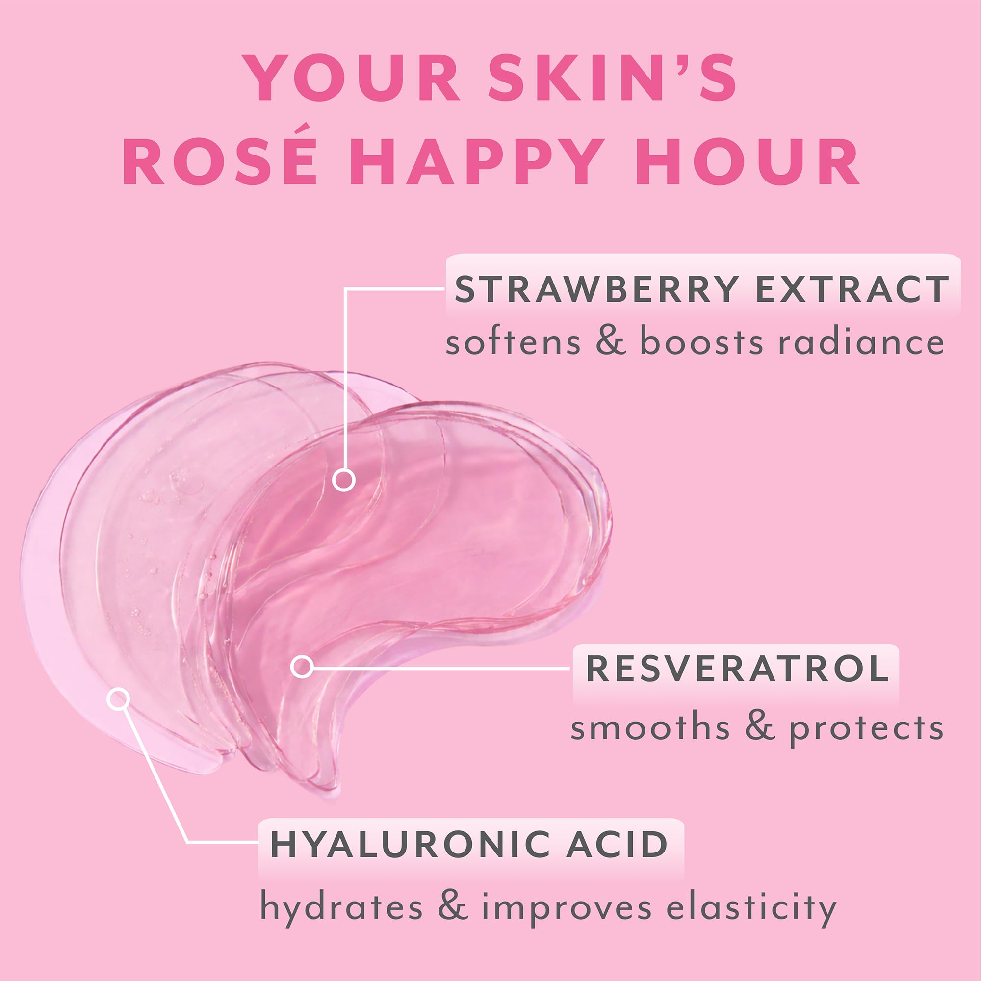 Five pairs of pink hydrogel under eye patches by Patchology