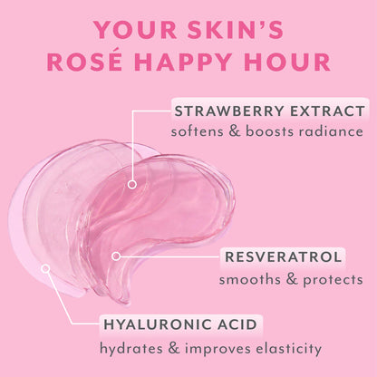 Five pairs of pink hydrogel under eye patches by Patchology