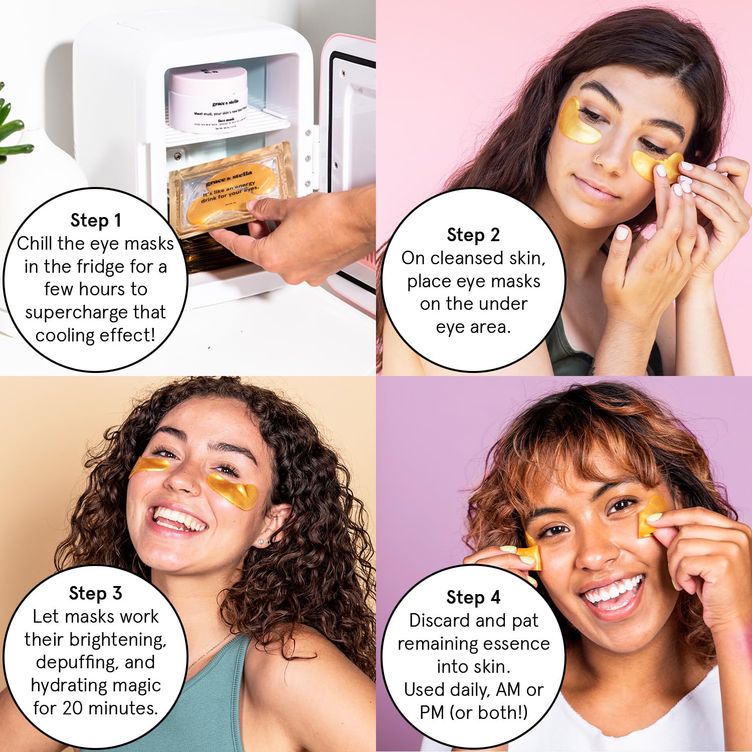 Detailed view of the 24 pairs gold eye mask box