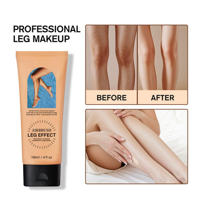 Applying Paqiman concealer to leg to hide veins