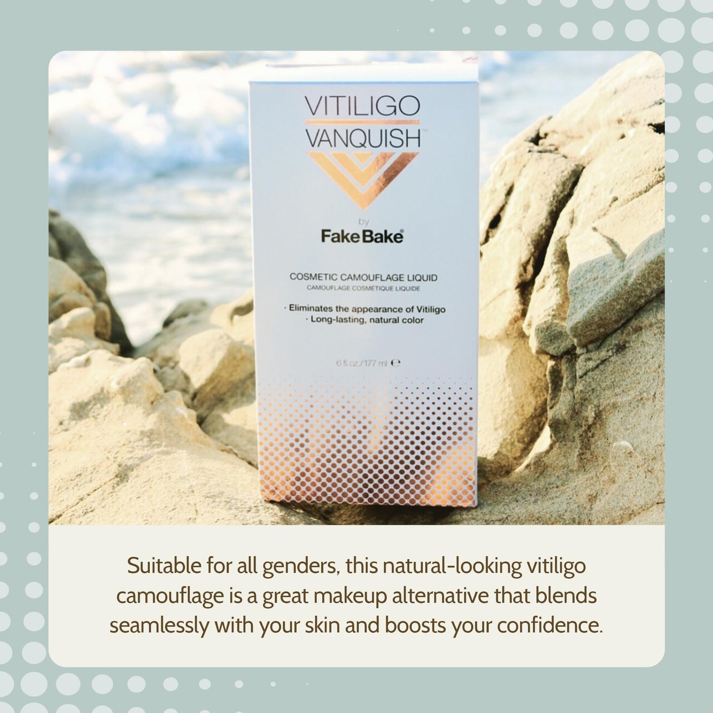 Detailed view of Vitiligo Vanquish kit bottle and contents