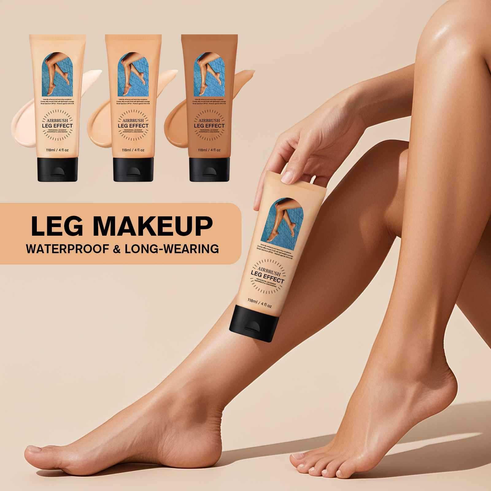 Before and after application of waterproof body foundation