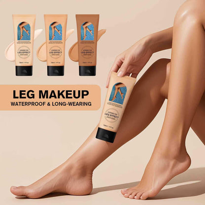 Before and after application of waterproof body foundation