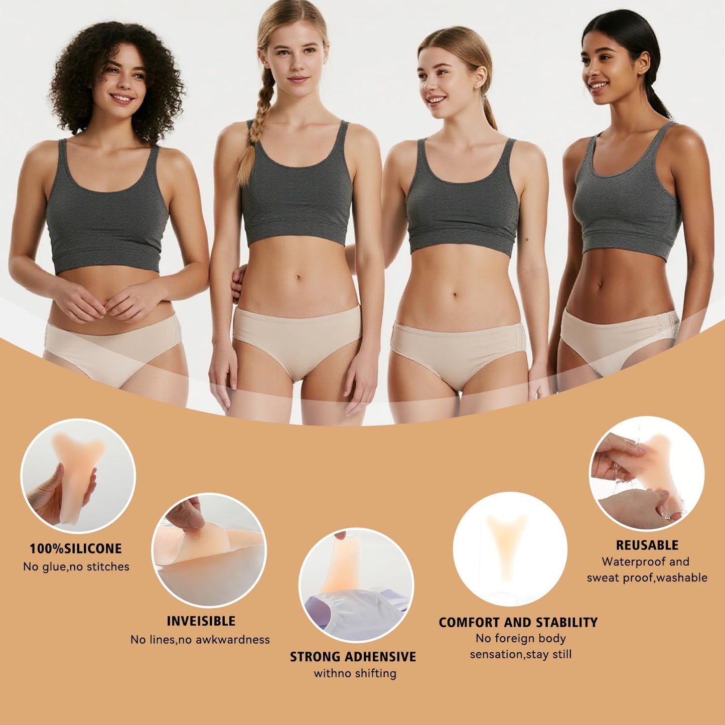 Reusable invisible silicone underwear guard for leggings