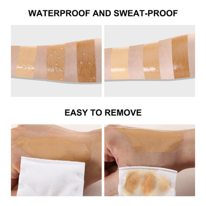 Waterproof leg makeup texture and applicator details
