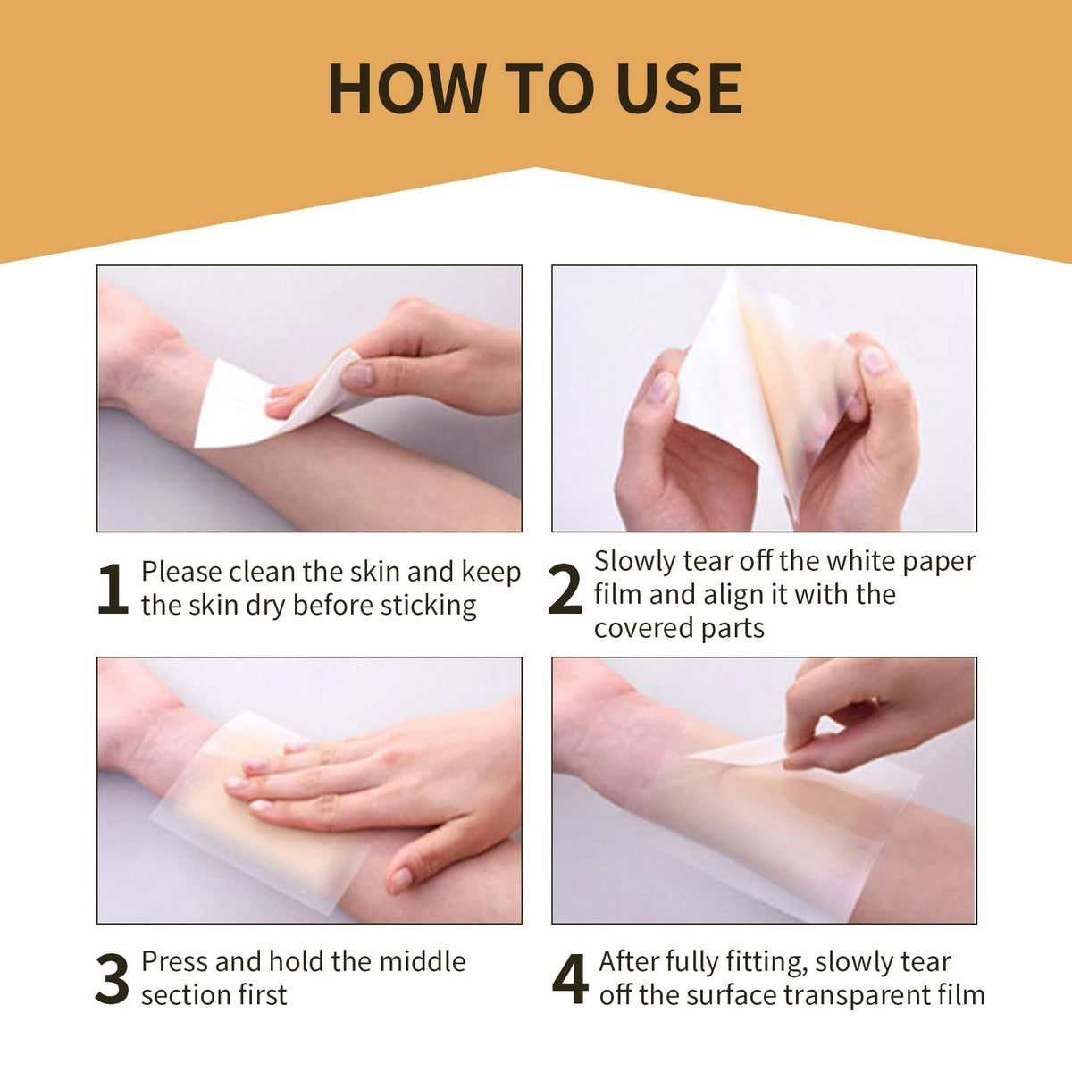 Waterproof body tape applied on skin covering a tattoo