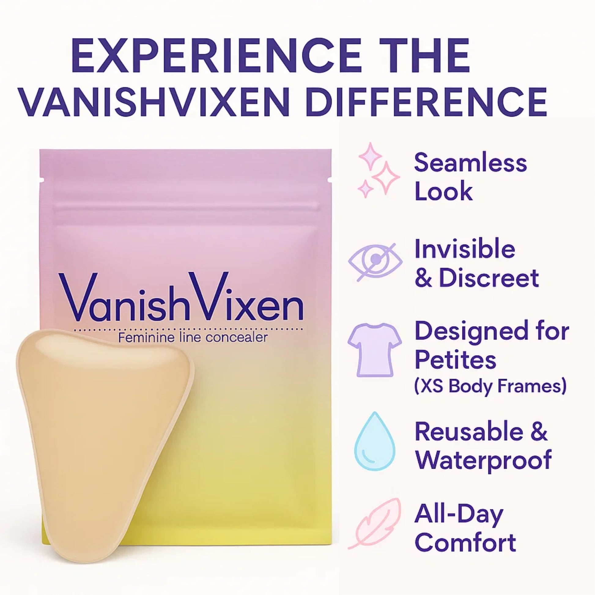 Close up of VanishVixen seamless silicone modesty insert