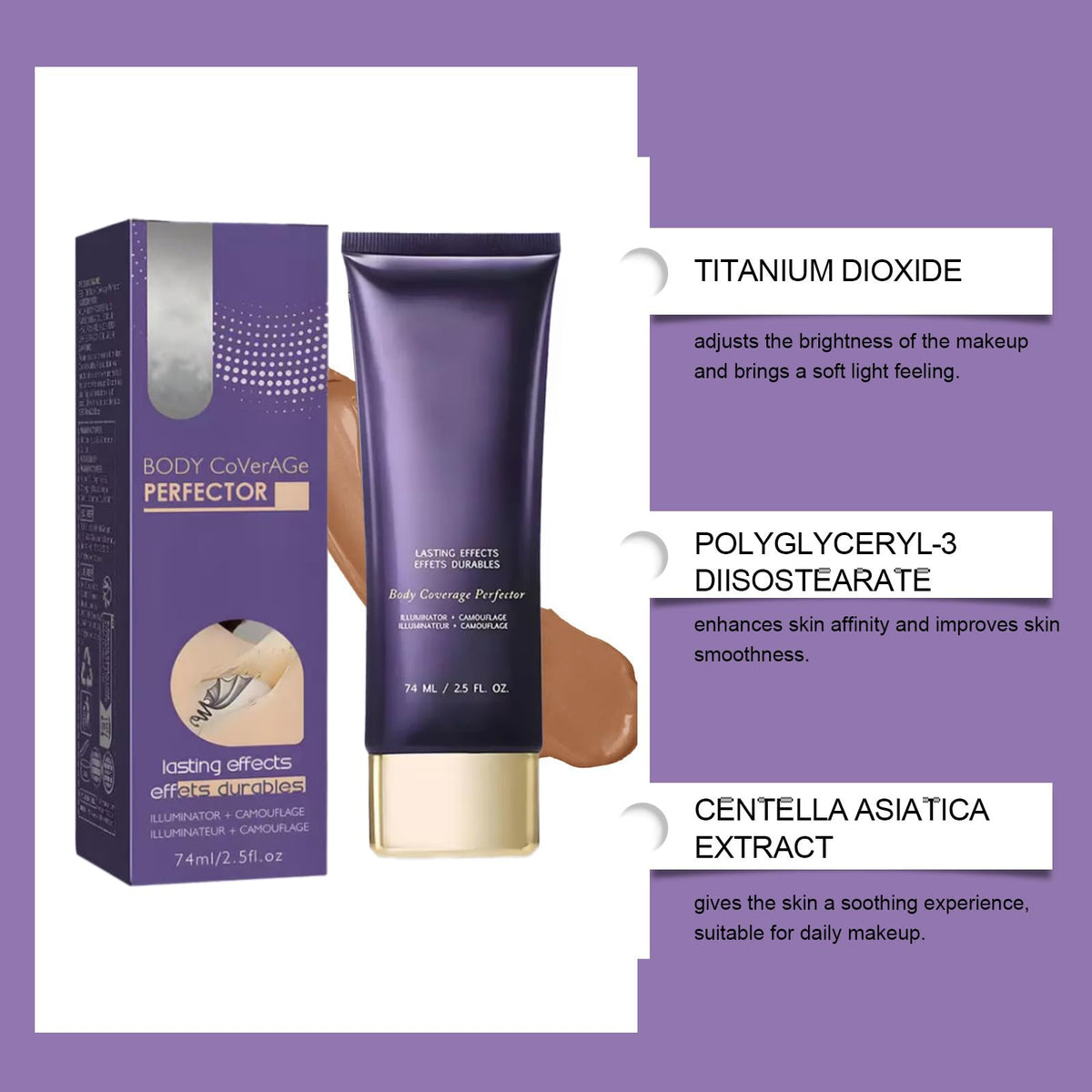 VBA Oykose Body Coverage Perfector texture swatch on skin