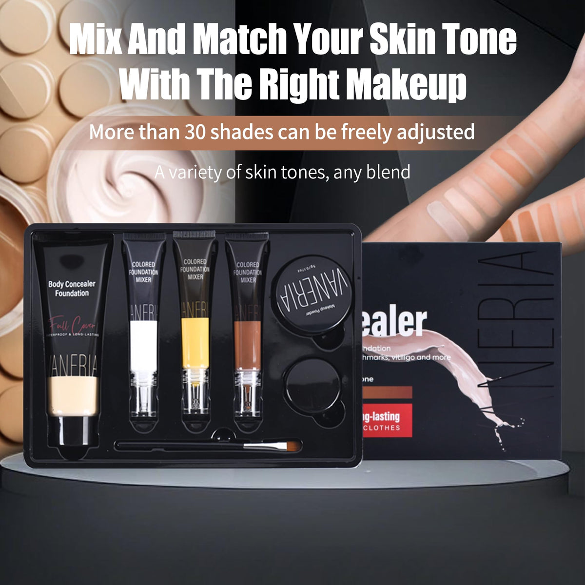 Vaneria long-lasting tattoo cover up makeup container