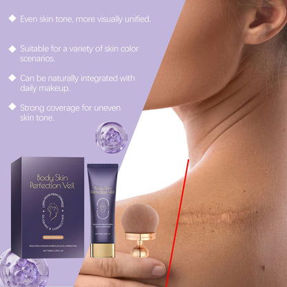 VivaBloom body makeup application on skin showing full coverage