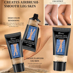 Before and after comparison using Dulele leg vein cover up makeup