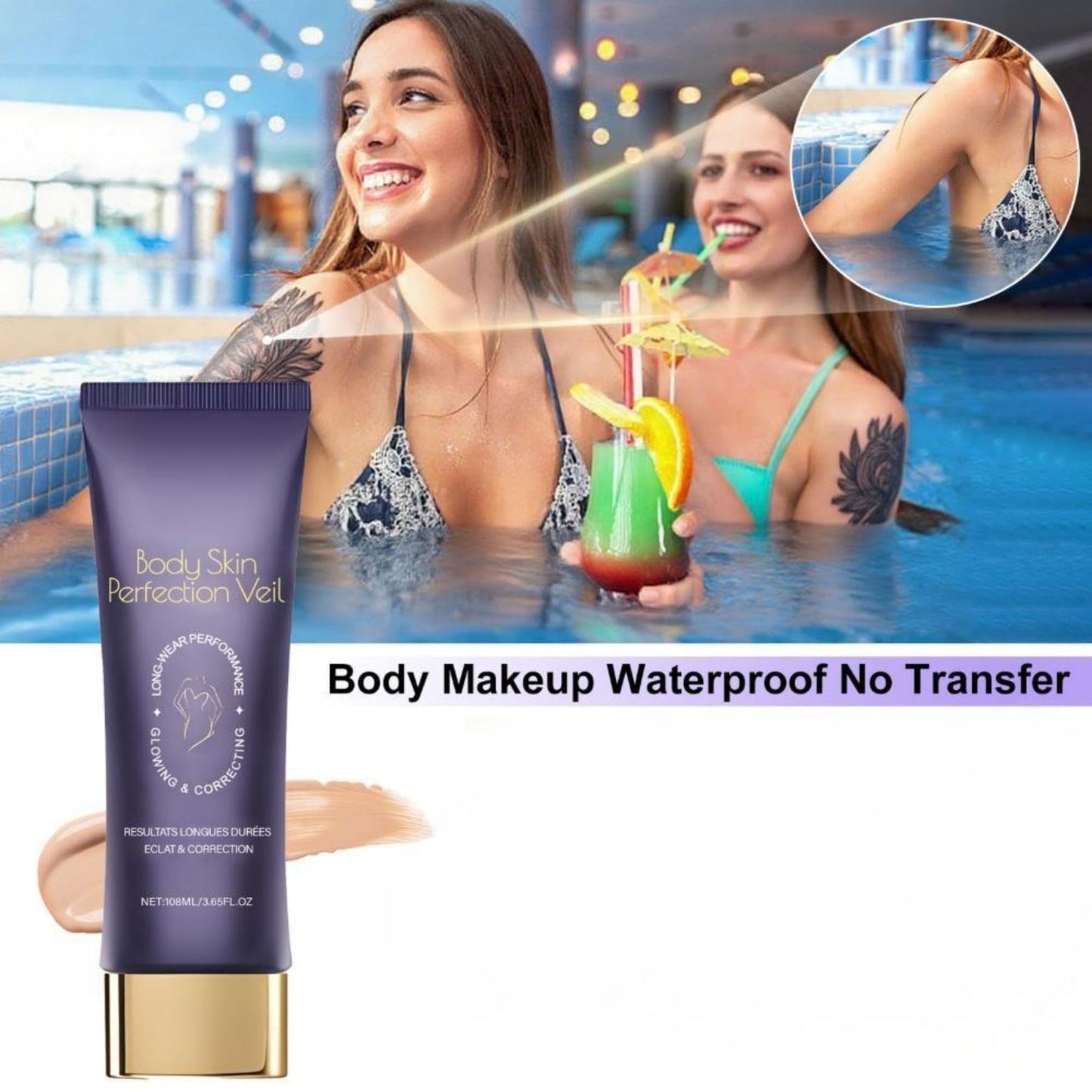 Lifestyle shot of VivaBloom body concealer product kit