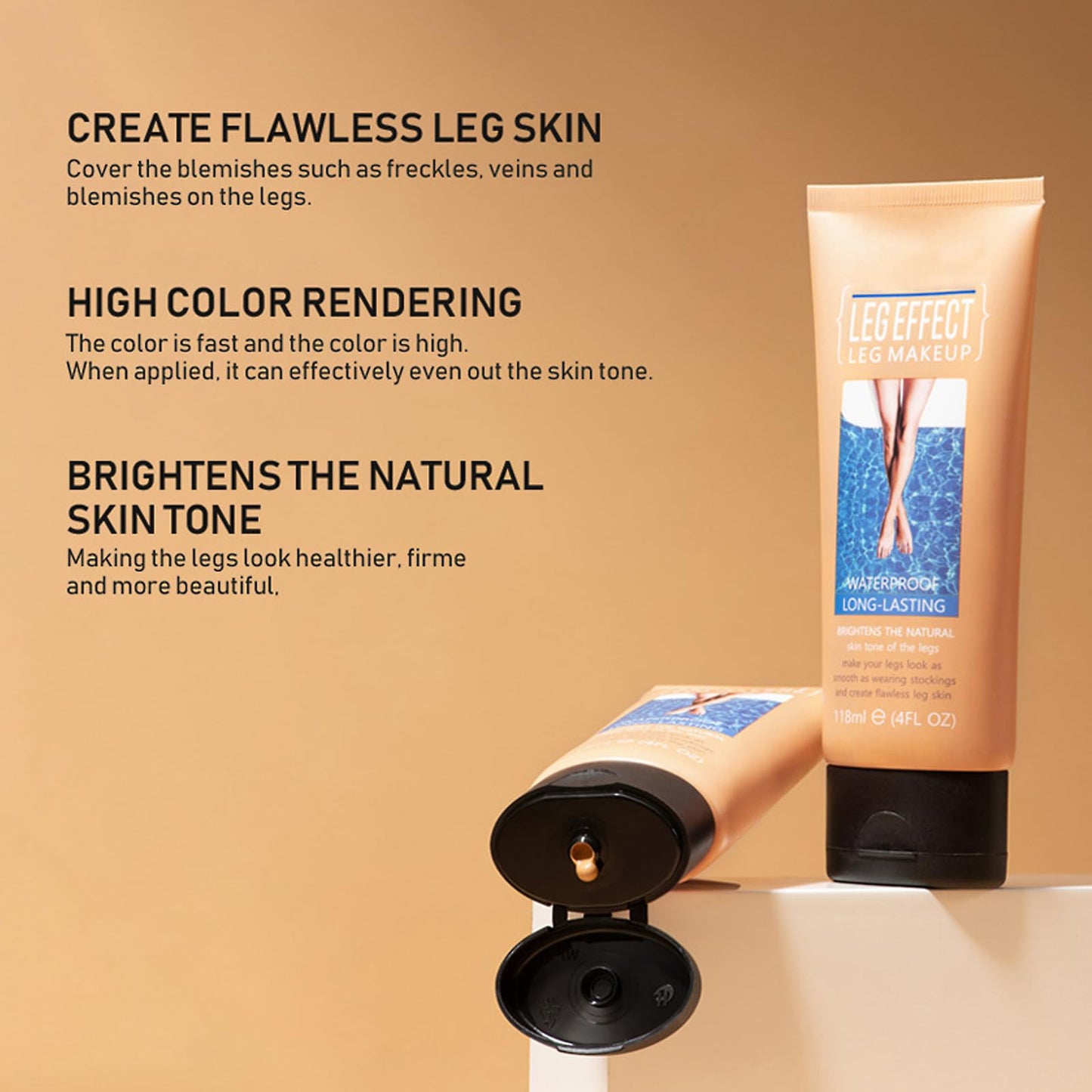 LuckNest long lasting body foundation bottle back label