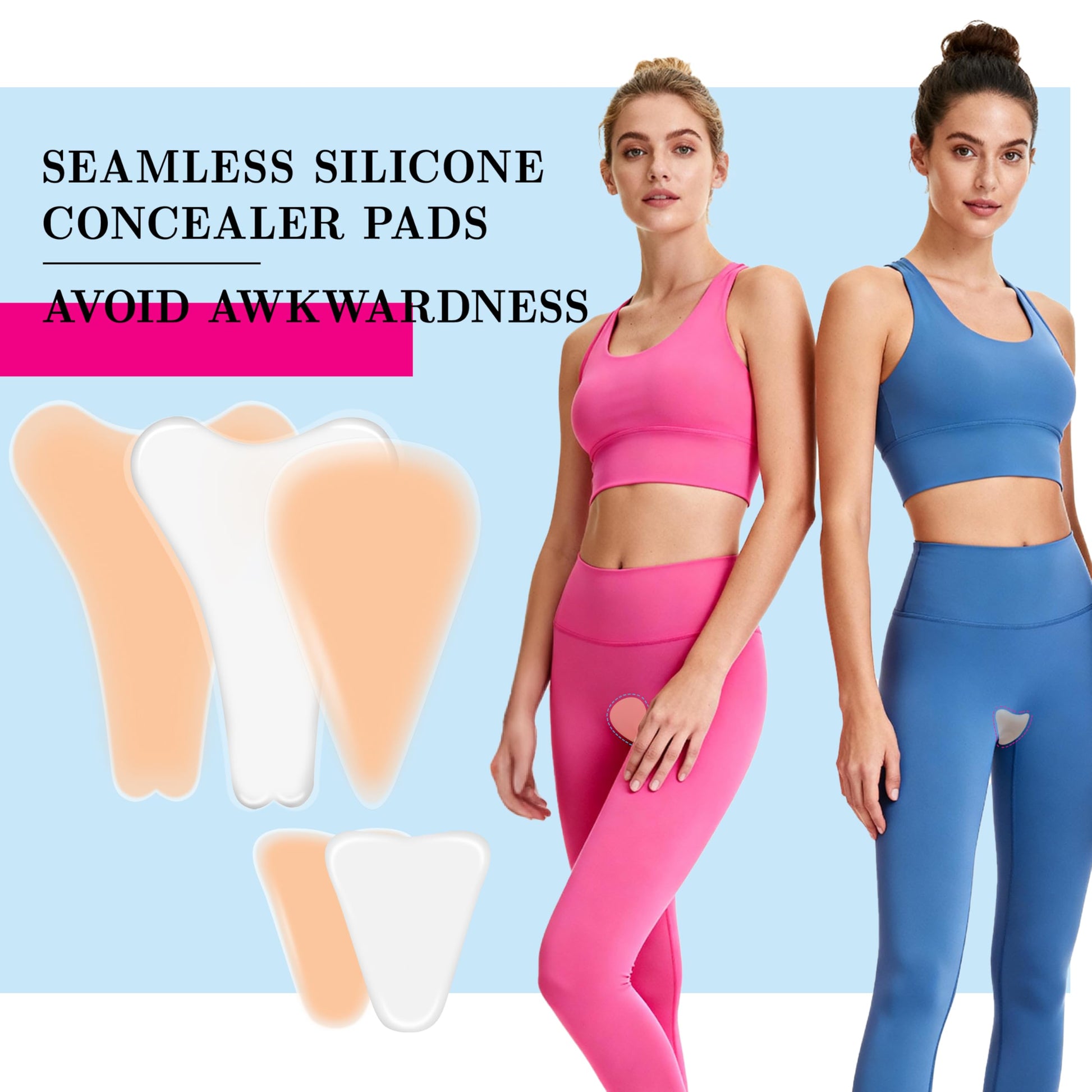 Reusable adhesive silicone hider pads in a 5 pack set