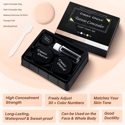 Waterproof tattoo concealer cream showing 2 color mixability