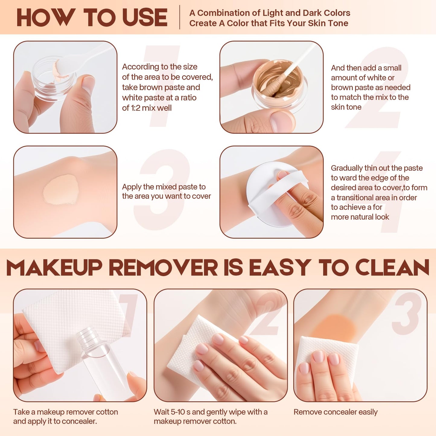 Generic long lasting concealer for vitiligo and scars