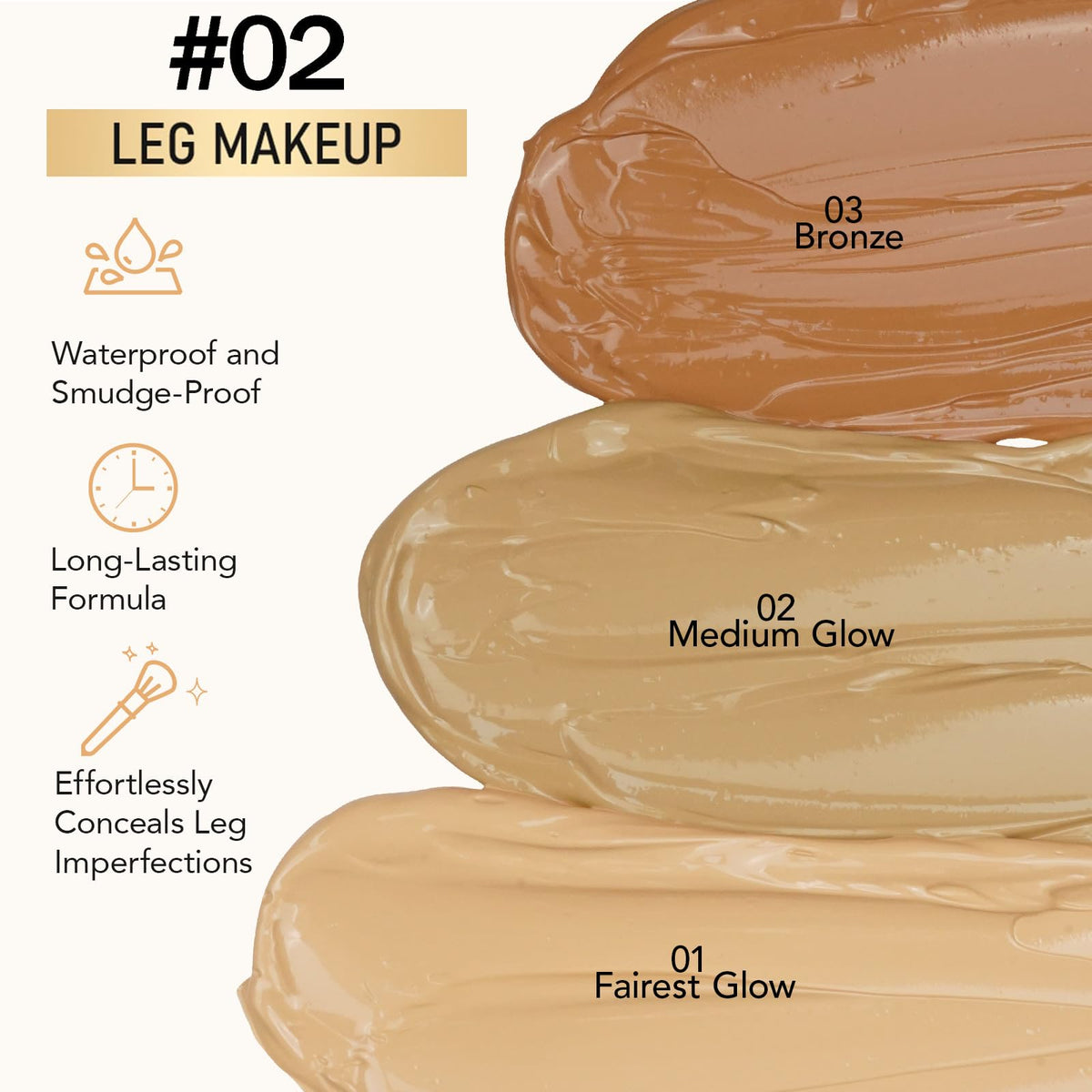 Before and after leg makeup application showing vein coverage