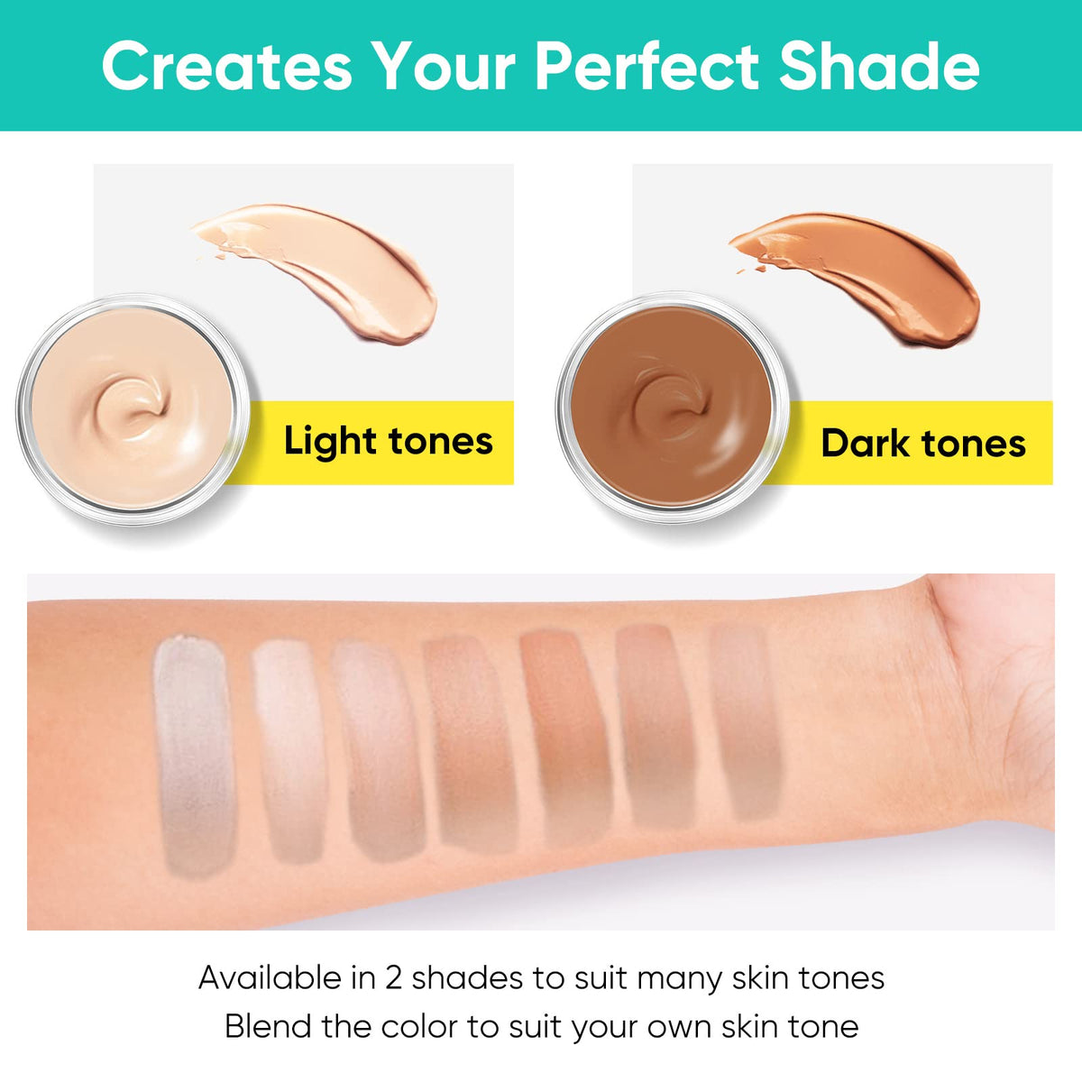Close up of the blendable cream texture and mixing tool for custom skin matching