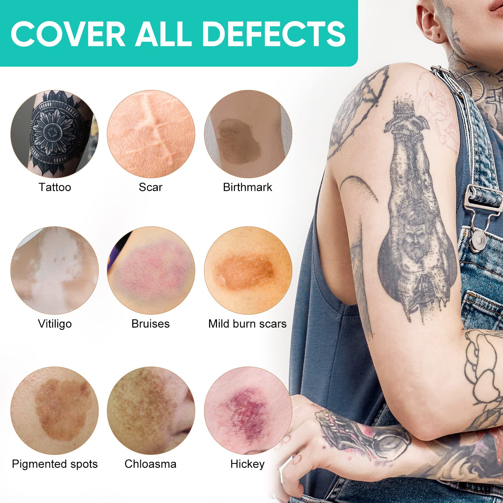 Professional body makeup set components