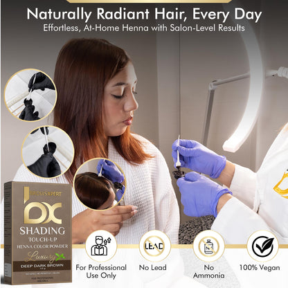 Brows Xpert deep dark brown eyebrow henna packaging highlighting ammonia free formula