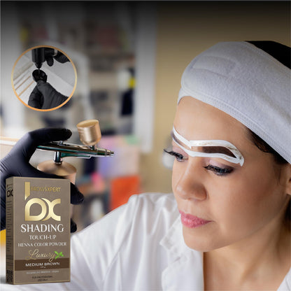 Close up of Brows Xpert vegan henna powder styling components for salon finish eyebrows