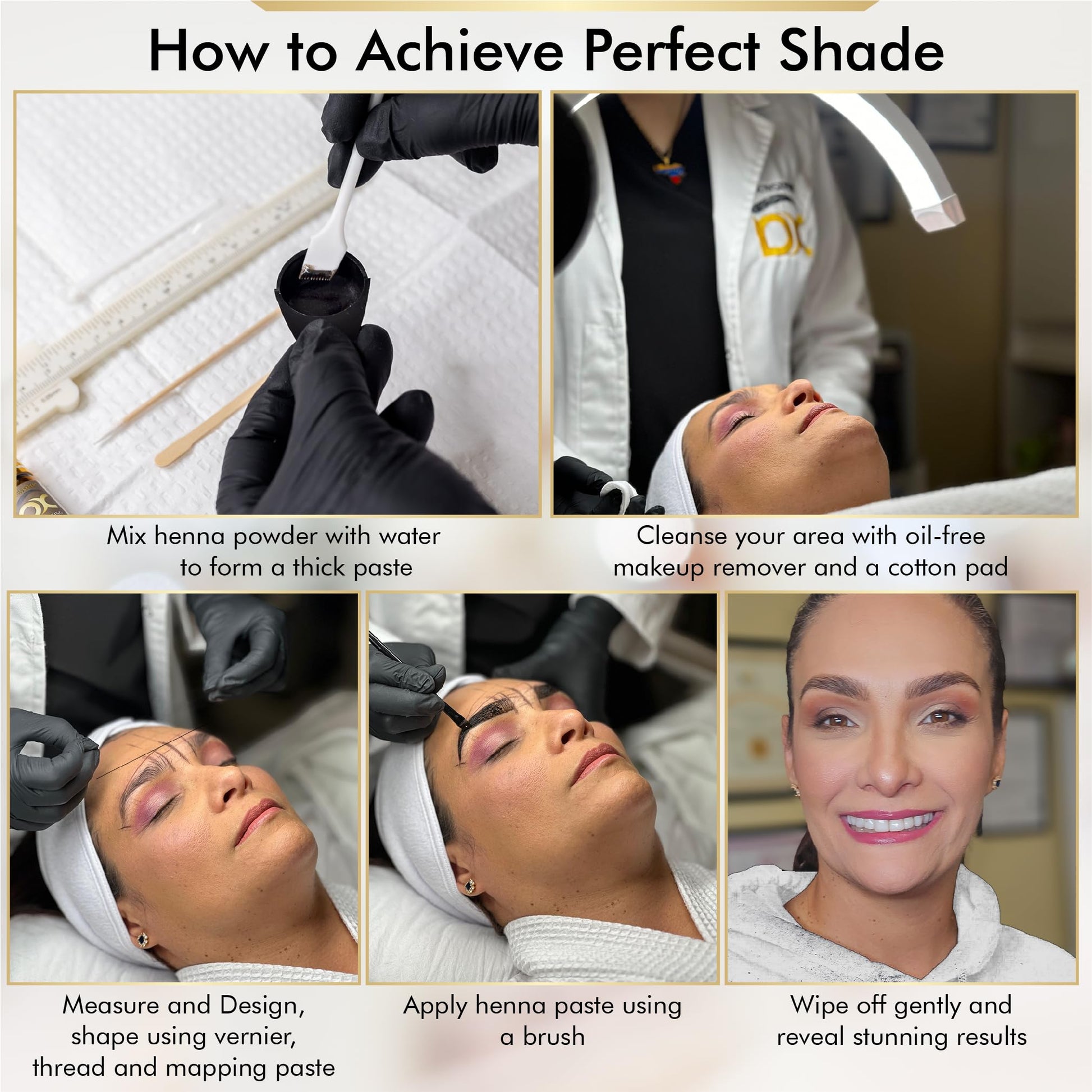 Authentic Brows Xpert imported beauty product showing step by step instruction guide labels