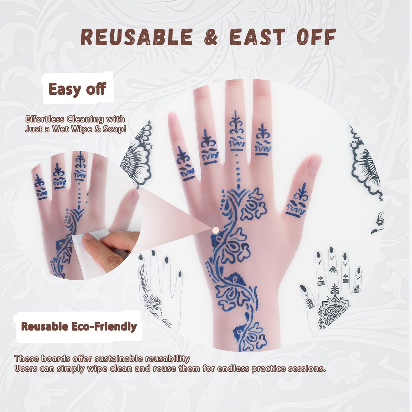Torbers imported beauty training kit featuring two reusable sheets for ethnic mehndi design development