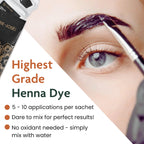 Close-up of eyebrow henna dye sachet details