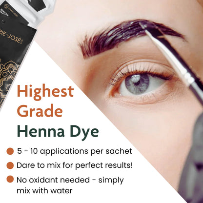 Marie-José and Co waterproof henna powder for semi permanent spot coloring application.