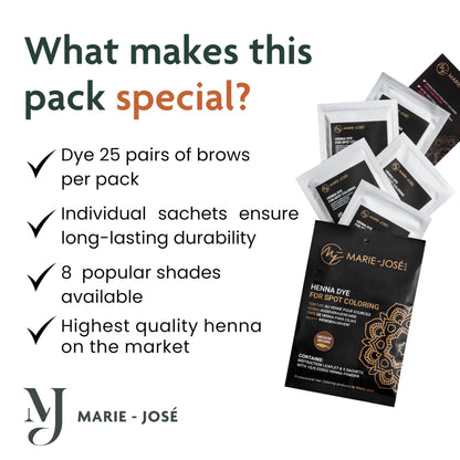 Marie-José and Co medium brown eyebrow dye powder mixed into smooth paste.