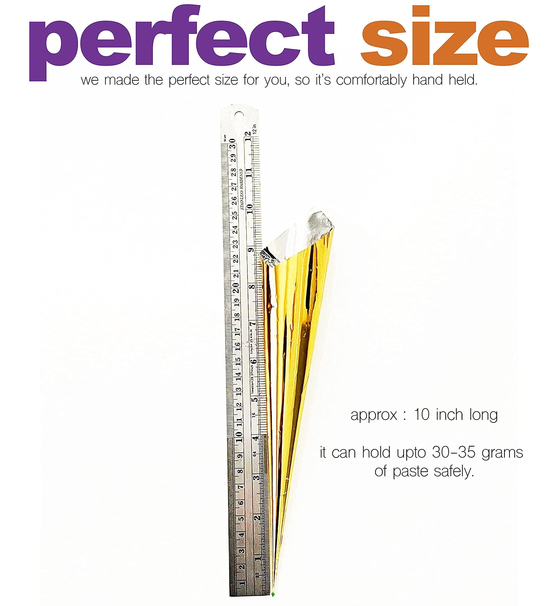 Size comparison of the 35 gram capacity empty henna applicator dispenser