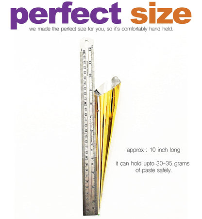 Size comparison of the 35 gram capacity empty henna applicator dispenser