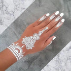 Zindra The Henna Plug H Paste Colored Bottle shown with temporary tattoo art