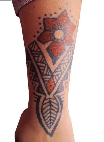 Fruit-based semi-permanent blue-black tattoo gel bottle with packaging details from USA