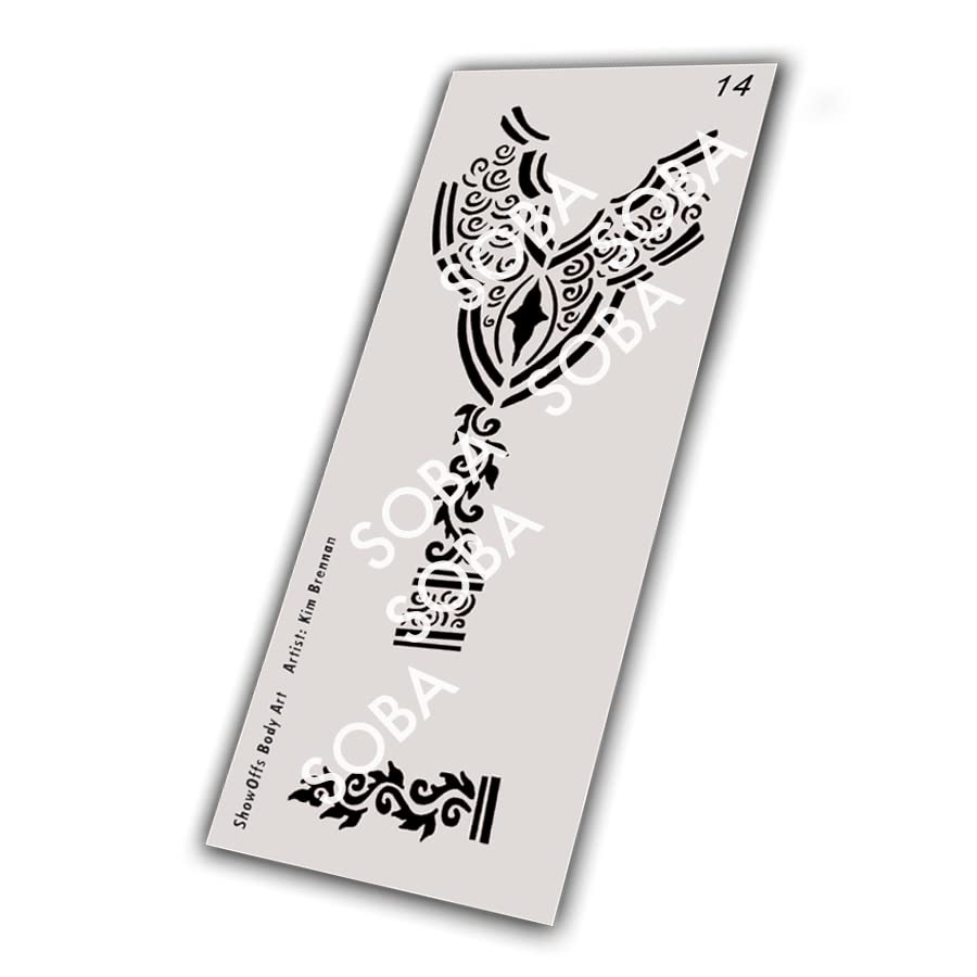 ShowOffs Body Art Henna 14 reusable Mylar stencil showing intricate traditional mehndi hand pattern details