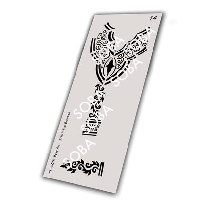 ShowOffs Body Art Henna 14 reusable Mylar stencil showing intricate traditional mehndi hand pattern details