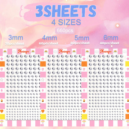Close up of Nooepc face rhinestones in various sizes
