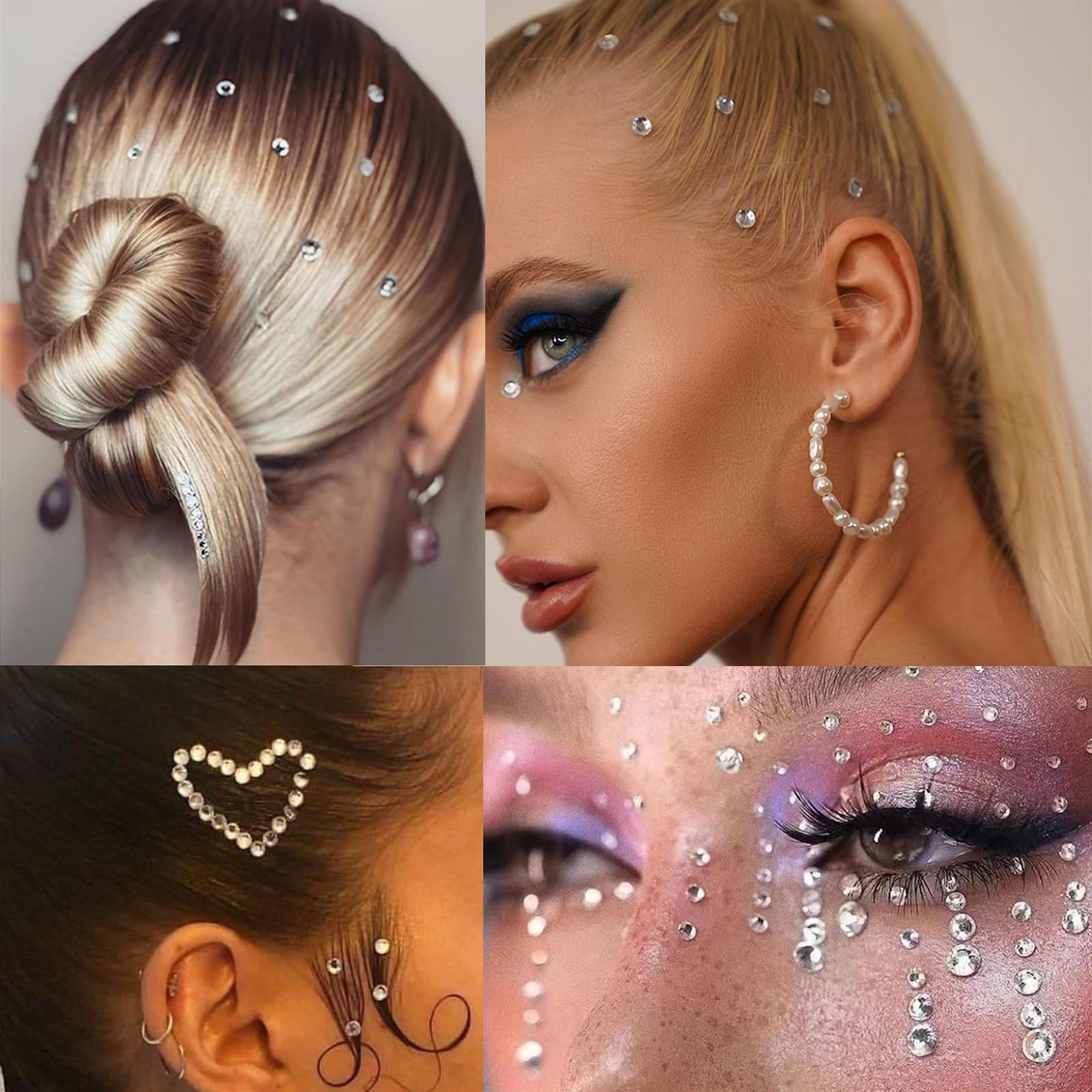 Application of hair gems using stainless steel tweezers