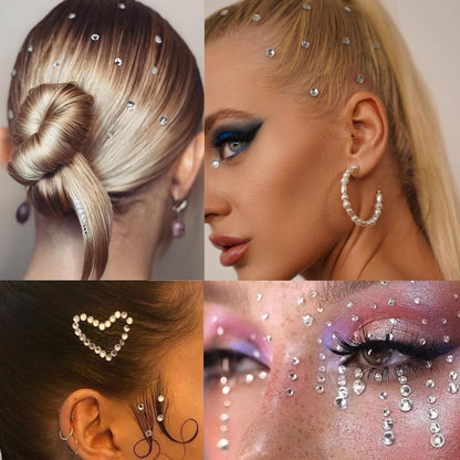 Application of hair gems using stainless steel tweezers