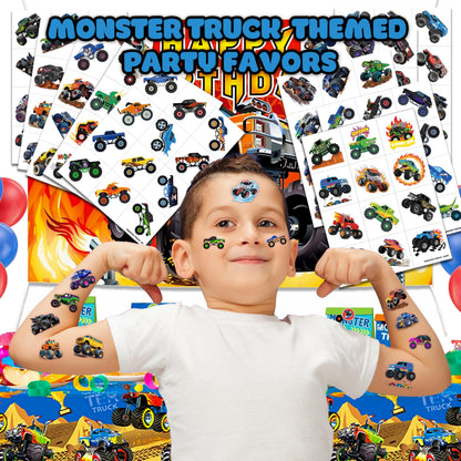 Close up of 96 monster truck tattoo designs on sheets