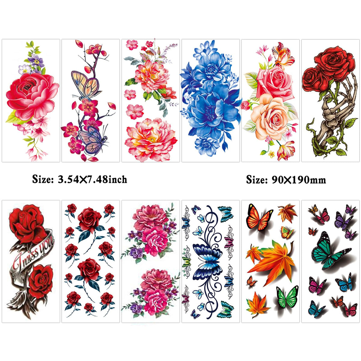 Assorted butterfly temporary tattoos for women and kids